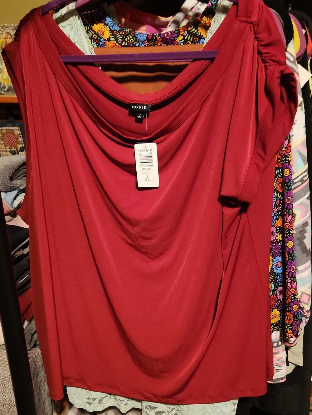 torrid Deep Red Draped Cowl Neck Top